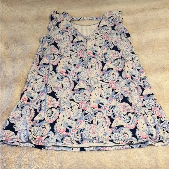 Lilly Pulitzer Pink and Blue Mini A-Line dress 👗 with Cut Out - Picture 1 of 5